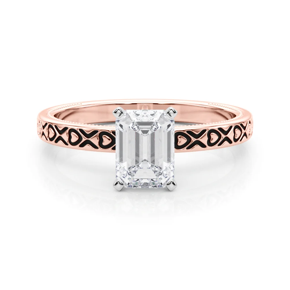 Vintage Style Heart Carved Engagement Ring - Image 23