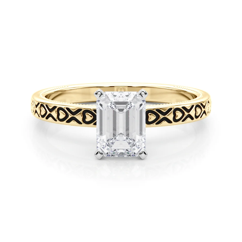 Vintage Style Heart Carved Engagement Ring - Image 19