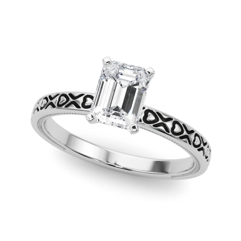 Vintage Style Heart Carved Engagement Ring - Image 13