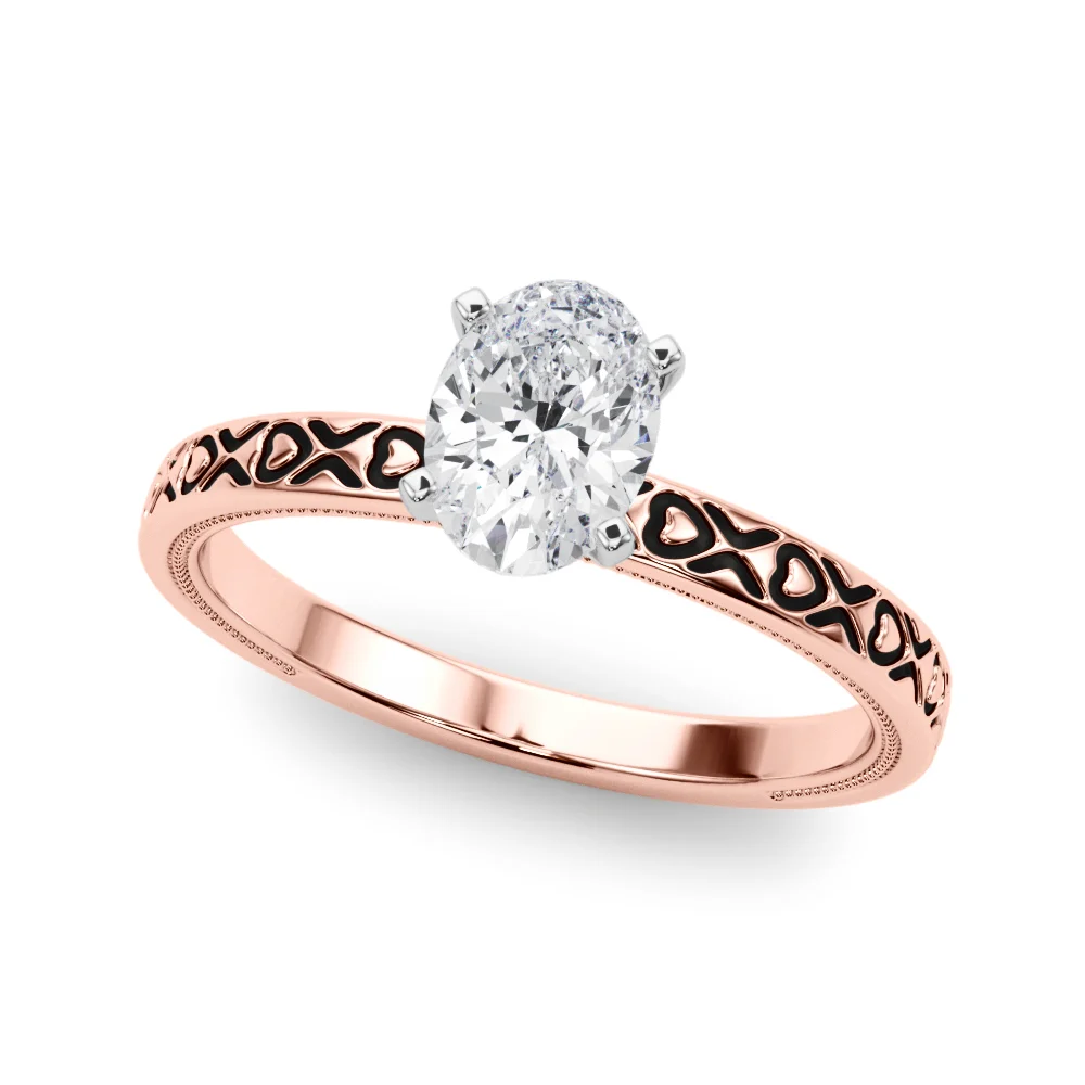 Vintage Style Heart Carved Engagement Ring - Image 45