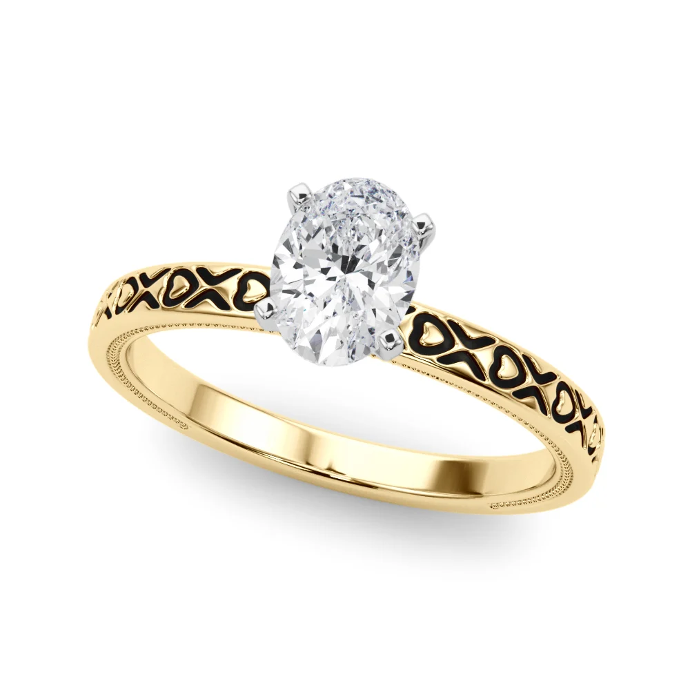 Vintage Style Heart Carved Engagement Ring - Image 41