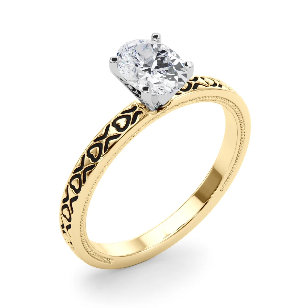Vintage Style Heart Carved Engagement Ring - Image 44