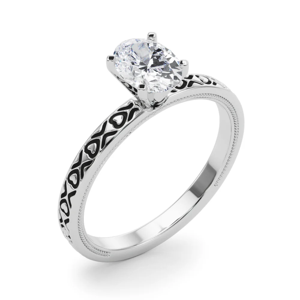 Vintage Style Heart Carved Engagement Ring - Image 40