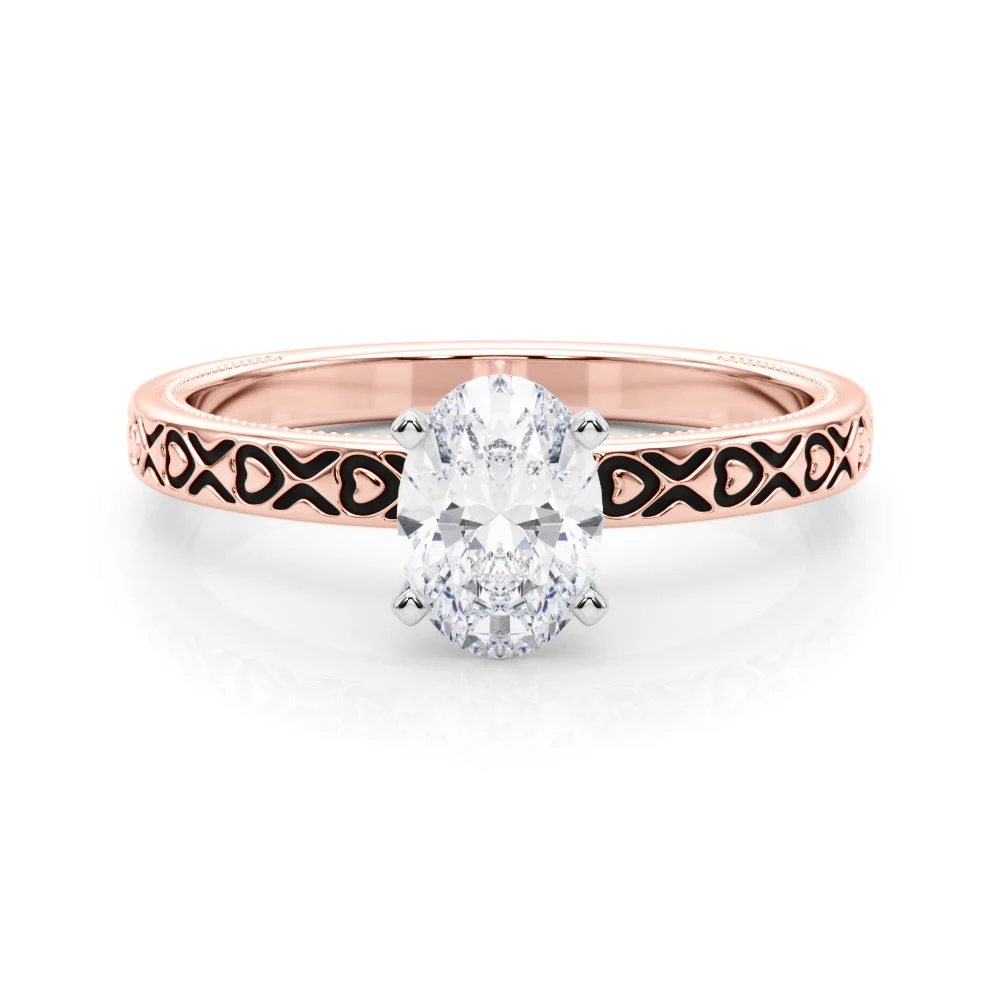 Vintage Style Heart Carved Engagement Ring - Image 47