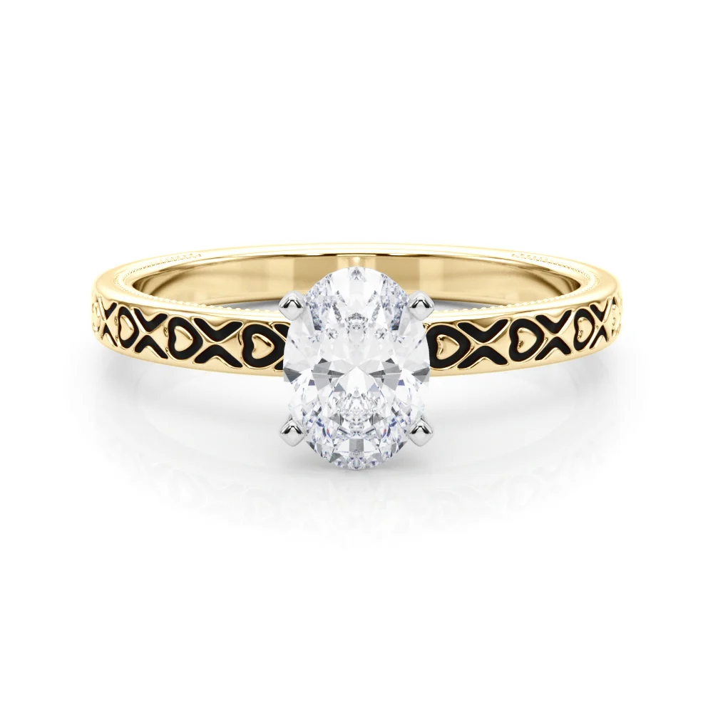 Vintage Style Heart Carved Engagement Ring - Image 43