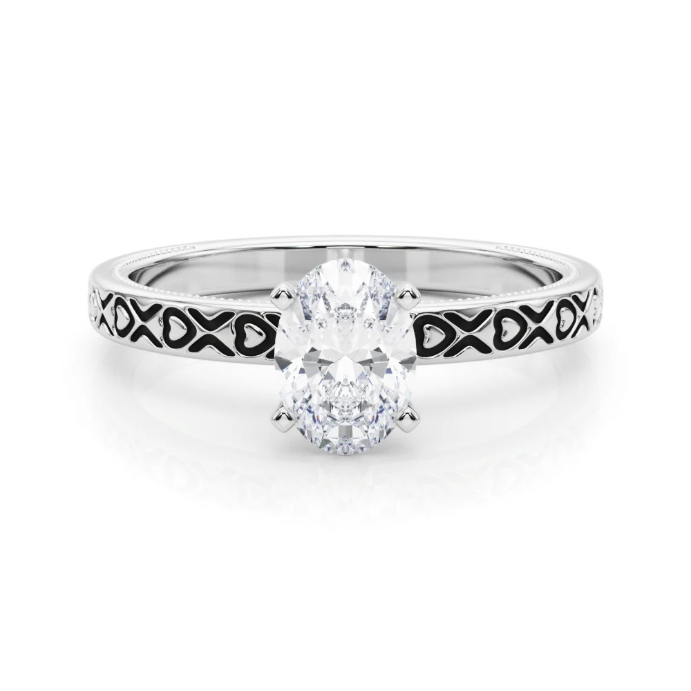 Vintage Style Heart Carved Engagement Ring - Image 39