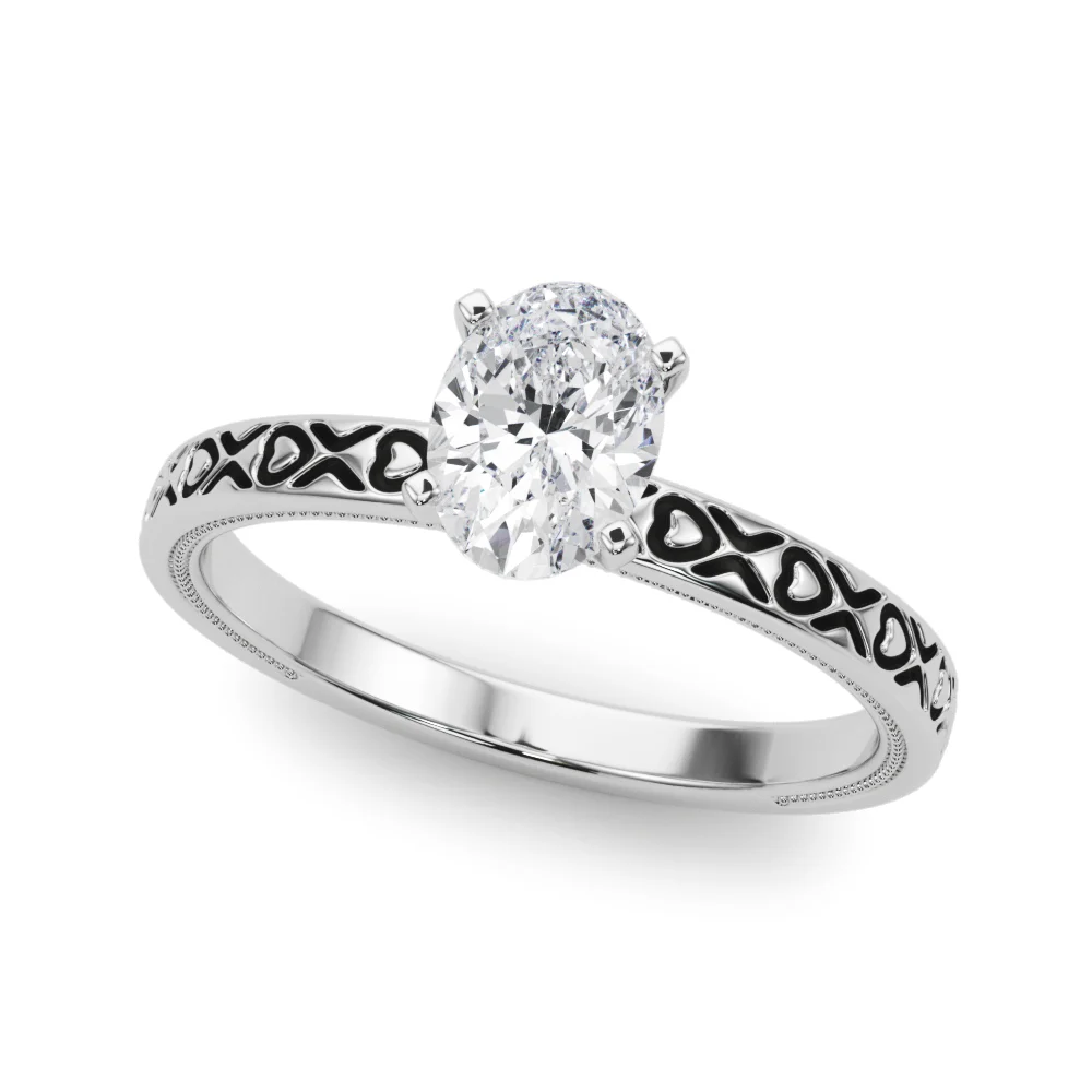 Vintage Style Heart Carved Engagement Ring - Image 37