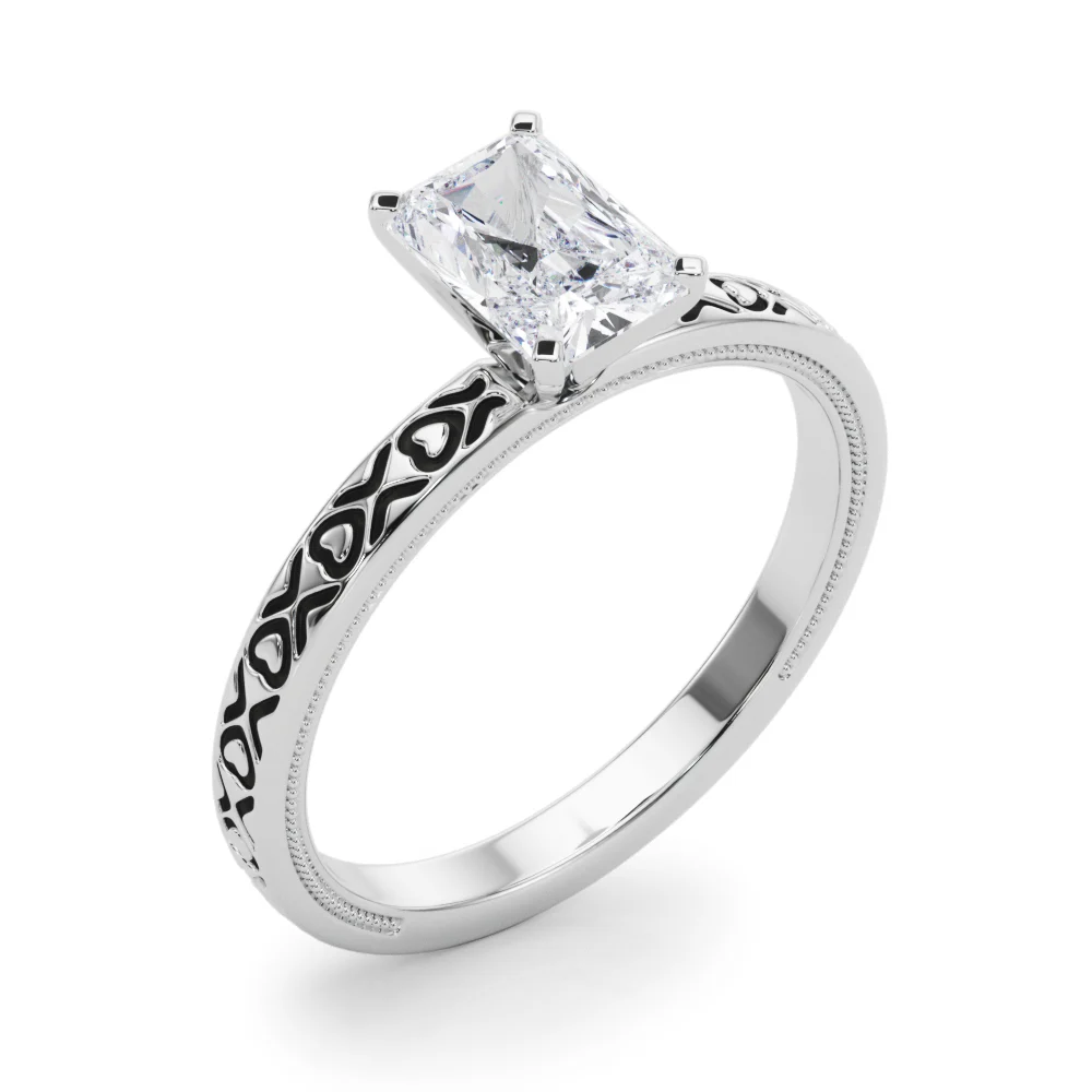 Vintage Style Heart Carved Engagement Ring - Image 28