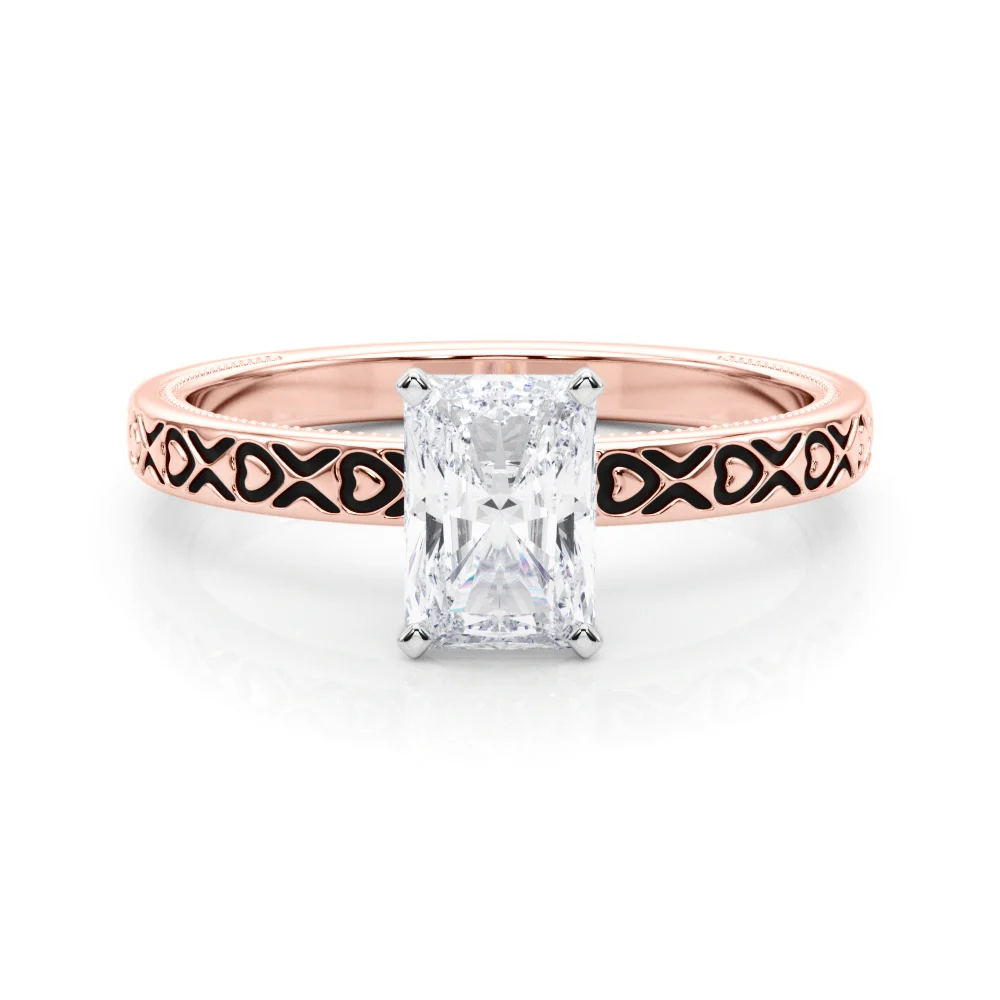 Vintage Style Heart Carved Engagement Ring - Image 35