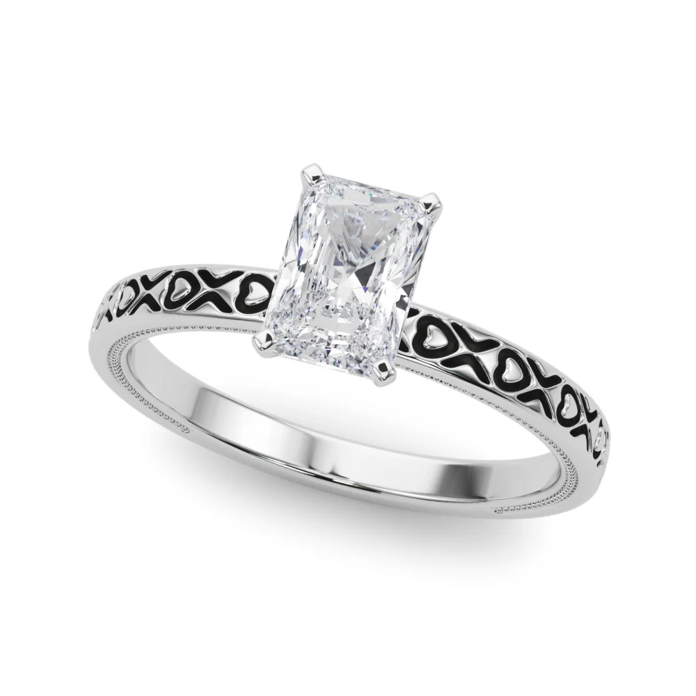 Vintage Style Heart Carved Engagement Ring - Image 25