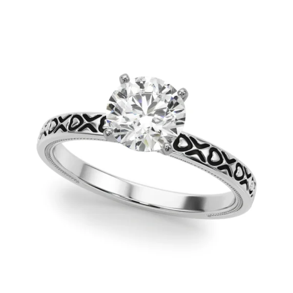Vintage Style Heart Carved Engagement Ring