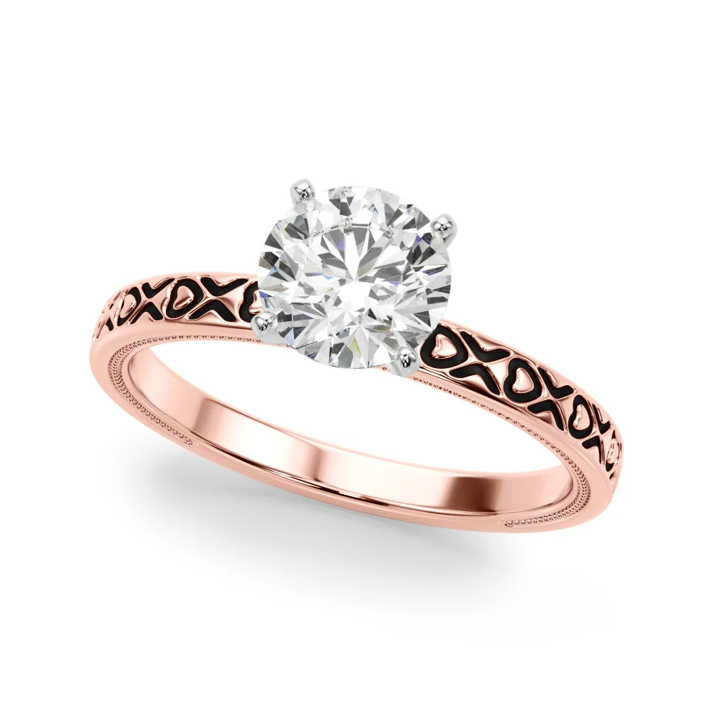 Vintage Style Heart Carved Engagement Ring - Image 9