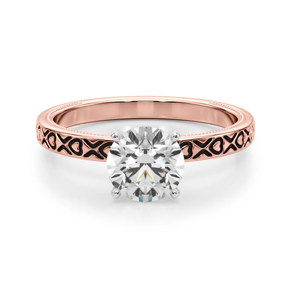 Vintage Style Heart Carved Engagement Ring - Image 12