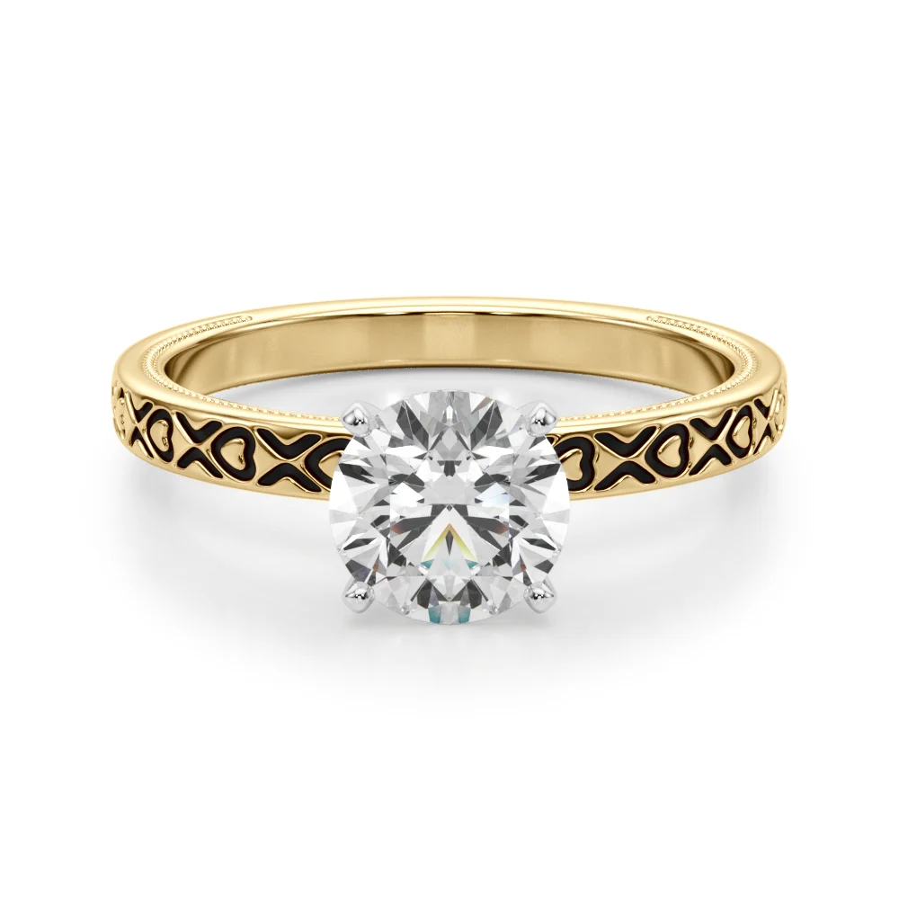 Vintage Style Heart Carved Engagement Ring - Image 8