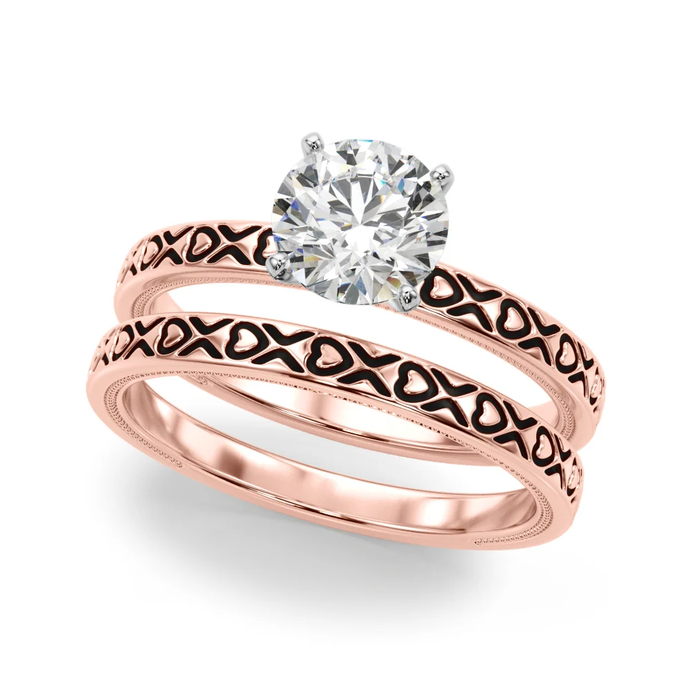 Vintage Style Heart Carved Engagement Ring - Image 11