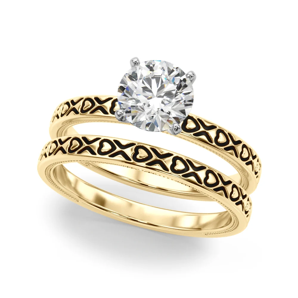 Vintage Style Heart Carved Engagement Ring - Image 7
