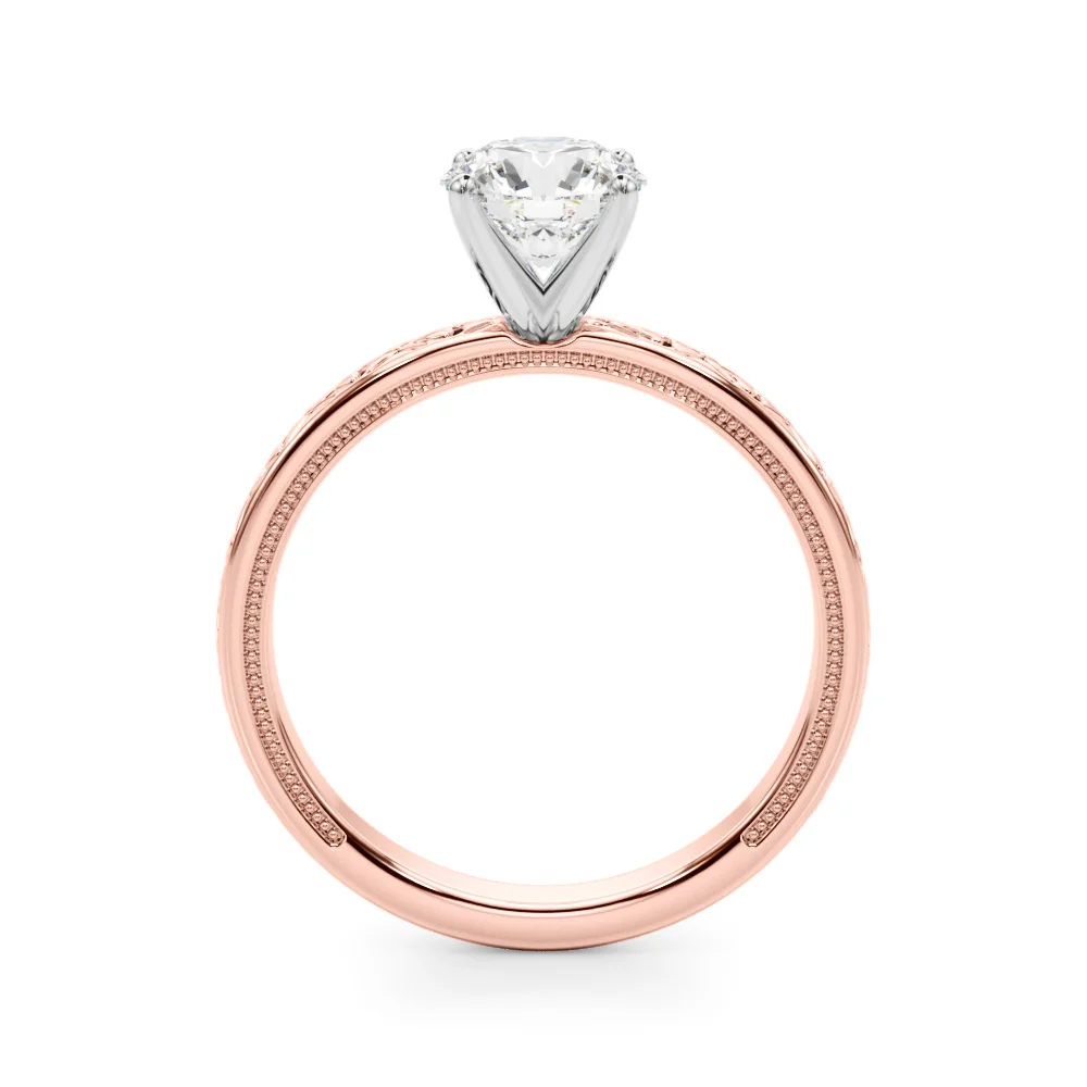 Vintage Style Heart Carved Engagement Ring - Image 10