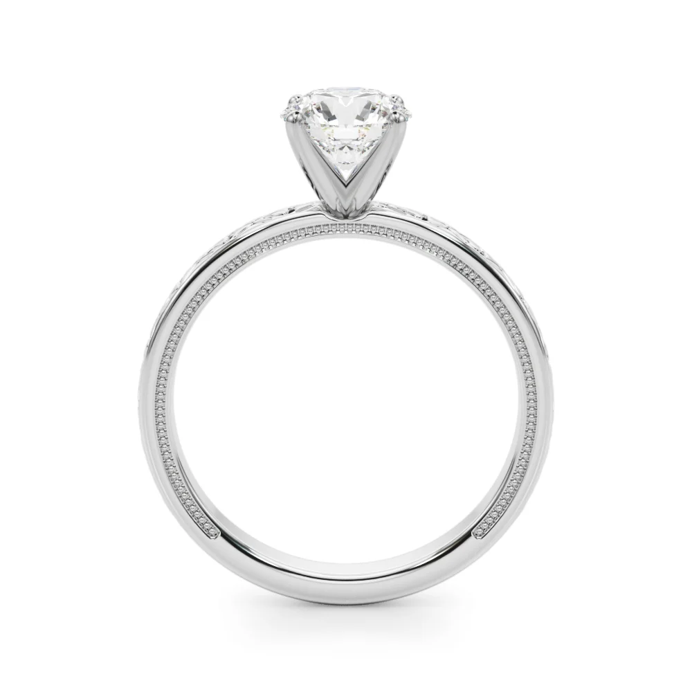 Vintage Style Heart Carved Engagement Ring - Image 2