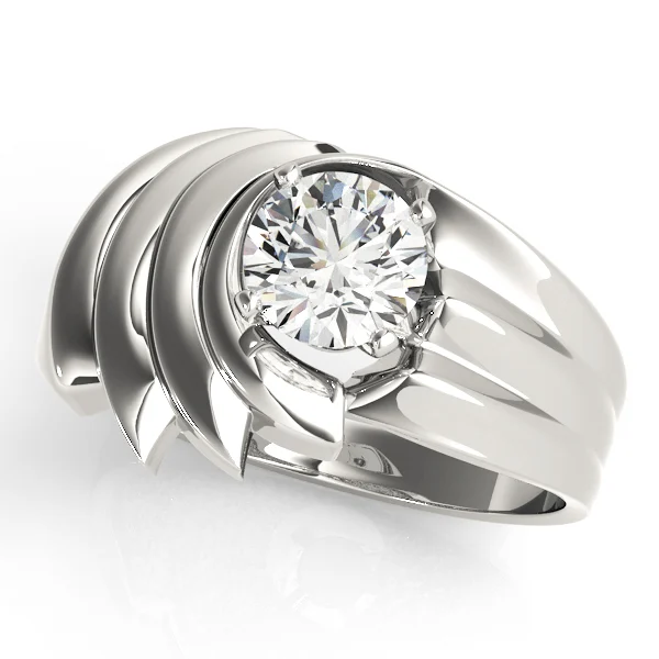 Swirl Solitaire Wide Engagement Ring
