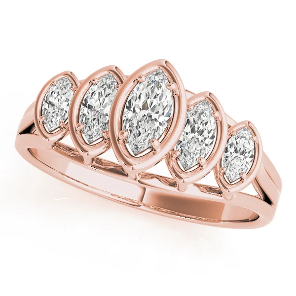 Bezel Set Marquise Shape Wedding Band - Image 5