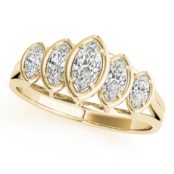 Bezel Set Marquise Shape Wedding Band - Image 3