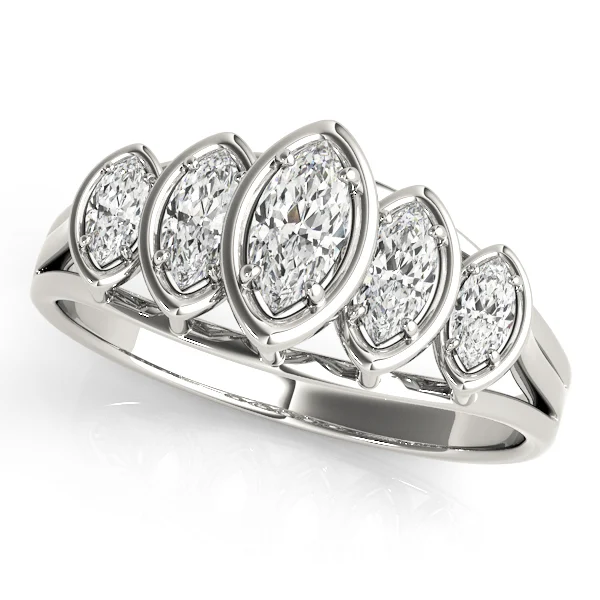 Bezel Set Marquise Shape Wedding Band