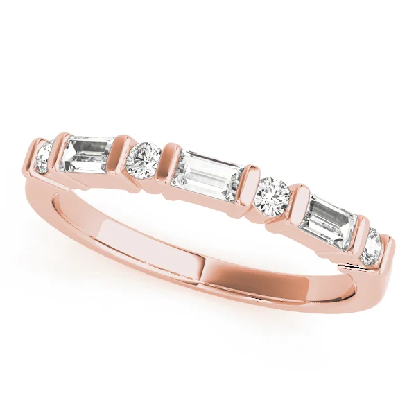 Alternating Round & Baguette Wedding Band - Image 5