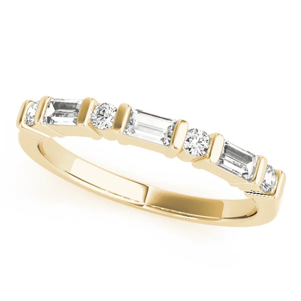 Alternating Round & Baguette Wedding Band - Image 3