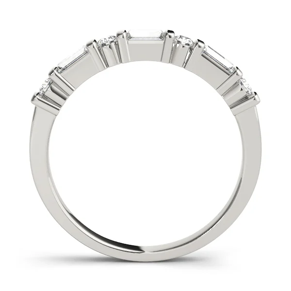 Alternating Round & Baguette Wedding Band - Image 2