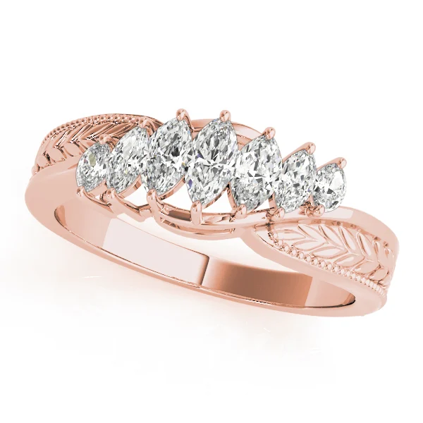 Nature Inspired Filigree Milgrain Marquise Shape Wedding Bands - Image 5