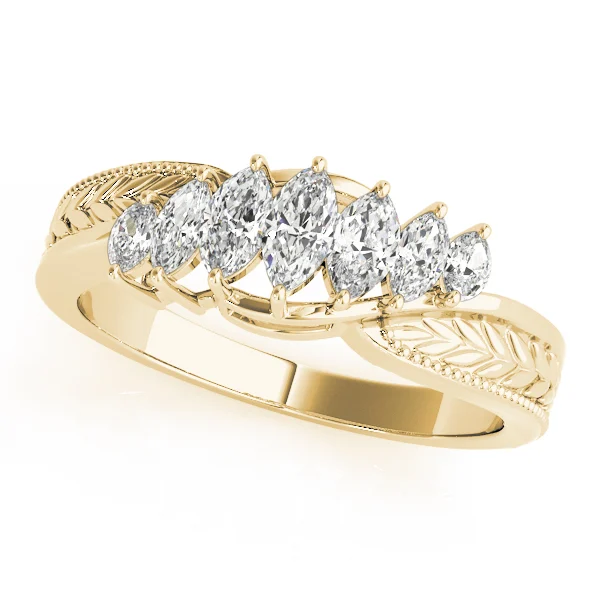 Nature Inspired Filigree Milgrain Marquise Shape Wedding Bands - Image 3
