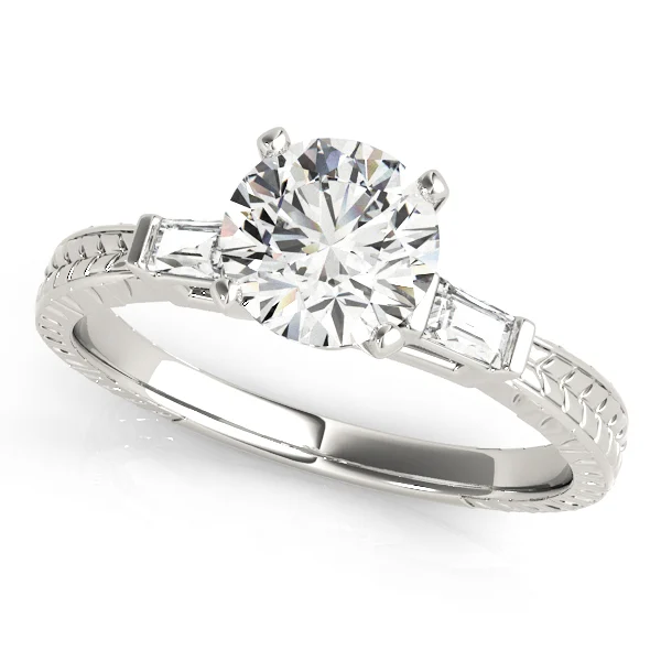 3-Stone Side Baguette Engagement Ring