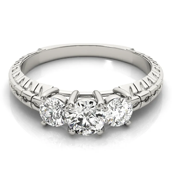 3-Stone Filigree Round Engagement Ring - Image 3