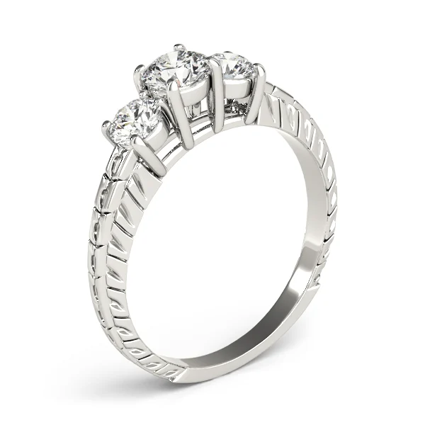 3-Stone Filigree Round Engagement Ring - Image 4