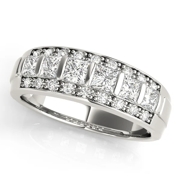 Multirow Fancy Shape Princess Cut Wedding Bands