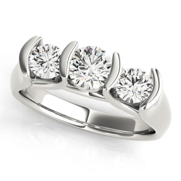 3-Stone Half Bezel Set Engagement Ring