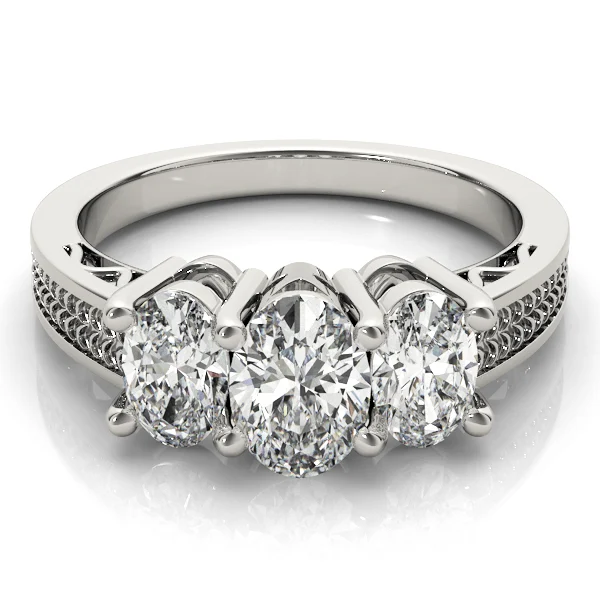 3-Stone Filigree Oval-Cut Engagement Ring - Image 3