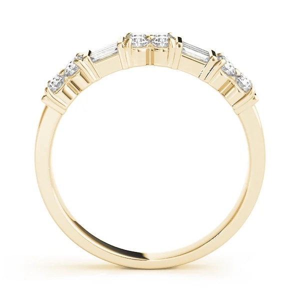 Alternating Baguette & Round Bar Set Wedding Rings - Image 4