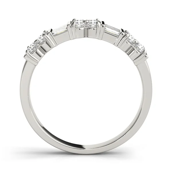 Alternating Baguette & Round Bar Set Wedding Rings - Image 2