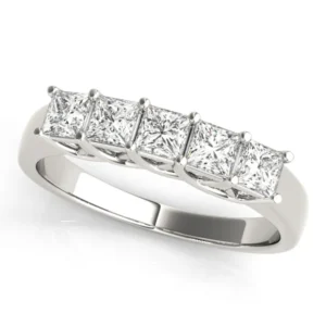 Fancy Shape Trellis Princess-Cut Wedding Band
