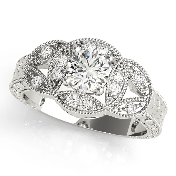 Vintage Bezel Set Milgrain Engagement Ring