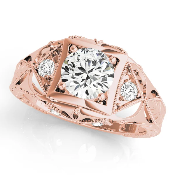 Vintage Inspired Engraved Filigree Engagement Ring - Image 9