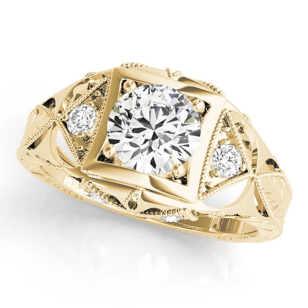 Vintage Inspired Engraved Filigree Engagement Ring - Image 5