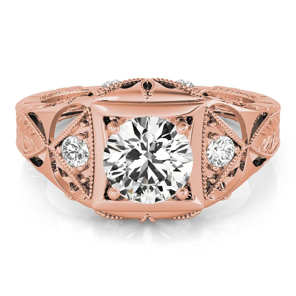 Vintage Inspired Engraved Filigree Engagement Ring - Image 11