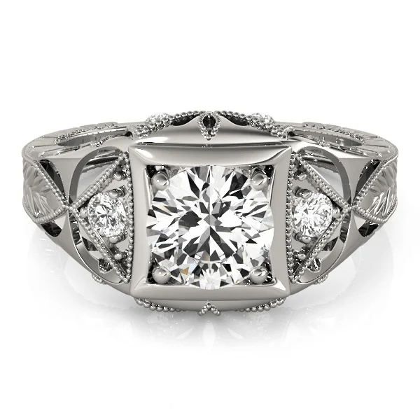 Vintage Inspired Engraved Filigree Engagement Ring - Image 3