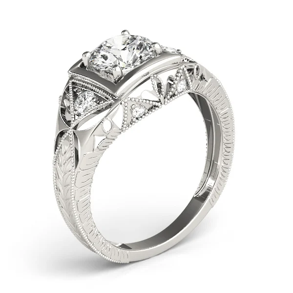 Vintage Inspired Engraved Filigree Engagement Ring - Image 4