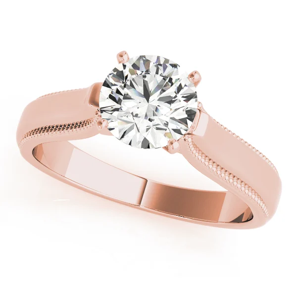 Solitaire Round Milgrain Cathedral Engagement Ring - Image 9