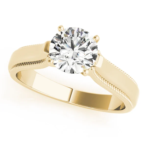 Solitaire Round Milgrain Cathedral Engagement Ring - Image 5