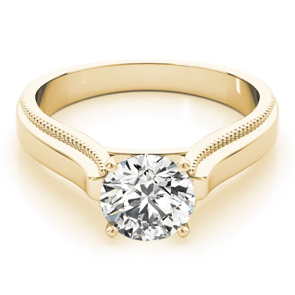 Solitaire Round Milgrain Cathedral Engagement Ring - Image 7