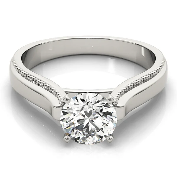 Solitaire Round Milgrain Cathedral Engagement Ring - Image 3